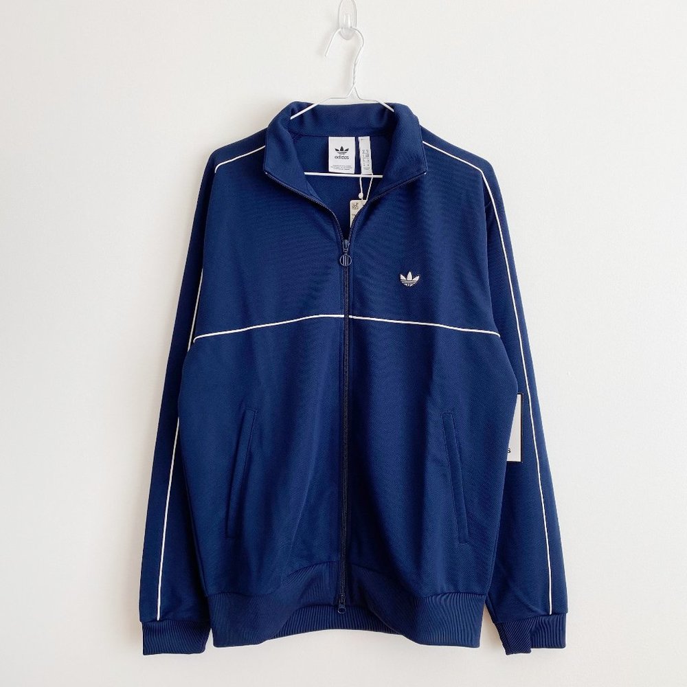 Adidas Men's Lifestyle Track Jacket, Full Zip, Two Front Waist Pockets, Indigo